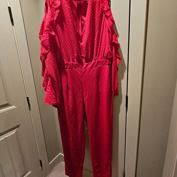 Ashley Stewart’ One-Piece Red Pants Suit 14/16 OR 28/61 NWOT - Picture 2 of 10